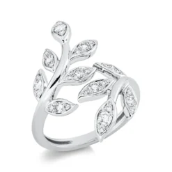 Ring Blätter aus 750 Gold Weißgold 30 Brillanten 0,54ct TW-VSI B:27,1mm