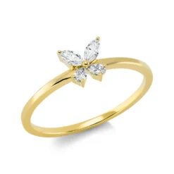 Ring Blume aus 750 Gold Gelbgold 4 Diamanten 0,14ct TW-VSI B:5,4mm