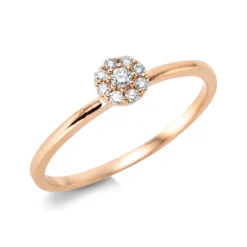 Ring Blume aus 750 Gold Rotgold 9 Brillanten 0,09ct TW-SI Ø4,7mm