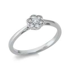 Ring Blume aus 750 Gold Weißgold 7 Brillanten 0,2ct TW-SI B:6,3mm