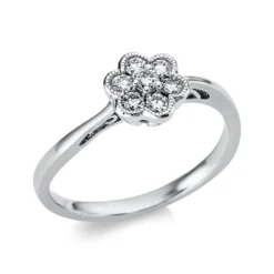 Ring Blume aus 750 Gold Weißgold 7 Brillanten 0,25ct TW-SI B:7,5mm