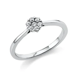 Ring Blume aus 950 Platin 6 Brillanten 0,13ct TW-SI 1 Brillant 0,04ct TW-SI B:5,3mm