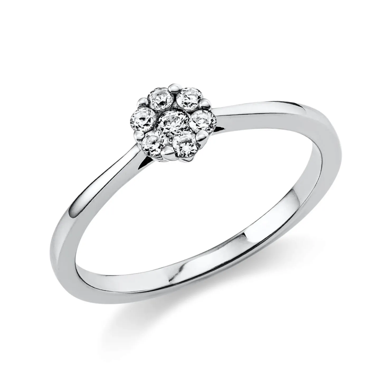 Ring Blume aus 950 Platin 6 Brillanten 0,13ct TW-SI 1 Brillant 0,04ct TW-SI B:5,3mm