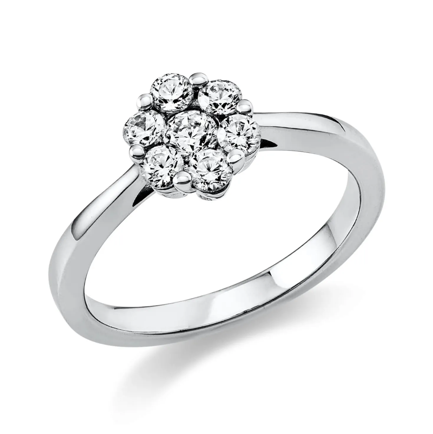 Ring Blume aus 950 Platin 6 Brillanten 0,38ct TW-SI 1 Brillant 0,13ct TW-SI B:7,6mm
