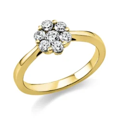 Ring Blume 750 Gelbgold 6 Brillanten 0,38ct TW-SI 1 Brillant 0,13ct TW-SI B:7,6mm