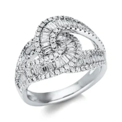 Ring breit aus 750 Gold Weißgold 217 Diamanten 1,49ct TW-SI B:13,5mm