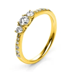 Ring Damenring aus 750 Gold Gelbgold mit 15 Diamanten Brillanten 0,58 Ct.