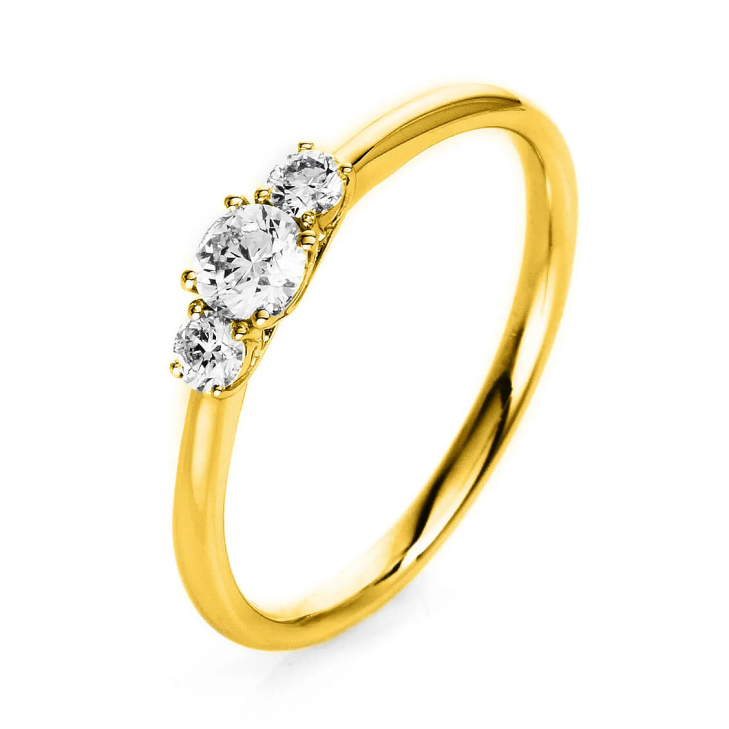Ring Damenring aus 585 Gold Gelbgold mit 3 Diamanten Brillanten 0,33 Ct.