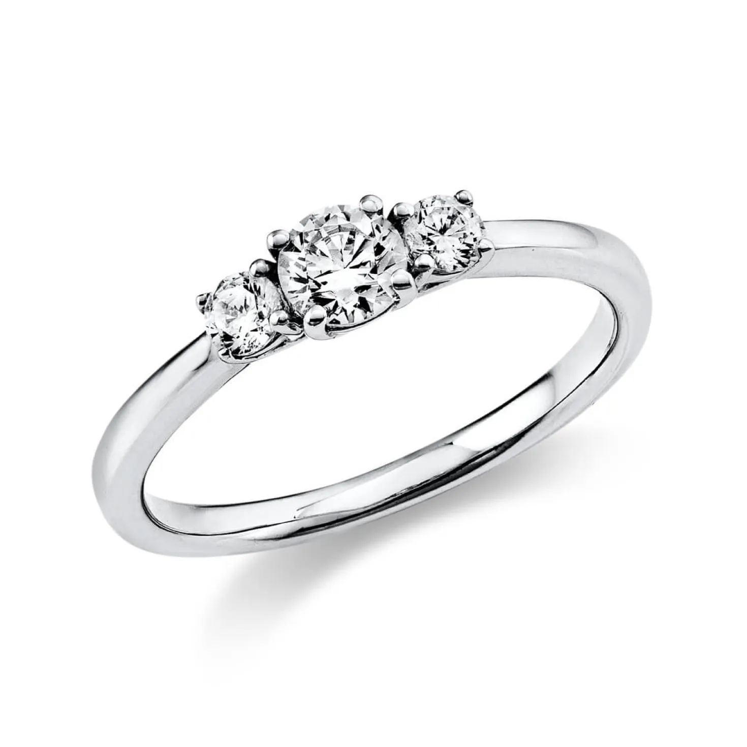 Ring Damenring aus 750 Gold Weißgold mit 3 Diamanten Brillanten 0,47 Ct.