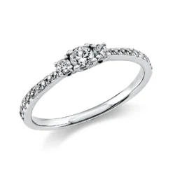Ring Damenring aus 950 Platin mit 21 Diamanten Brillanten 0,37 Ct. 4er-Krappe