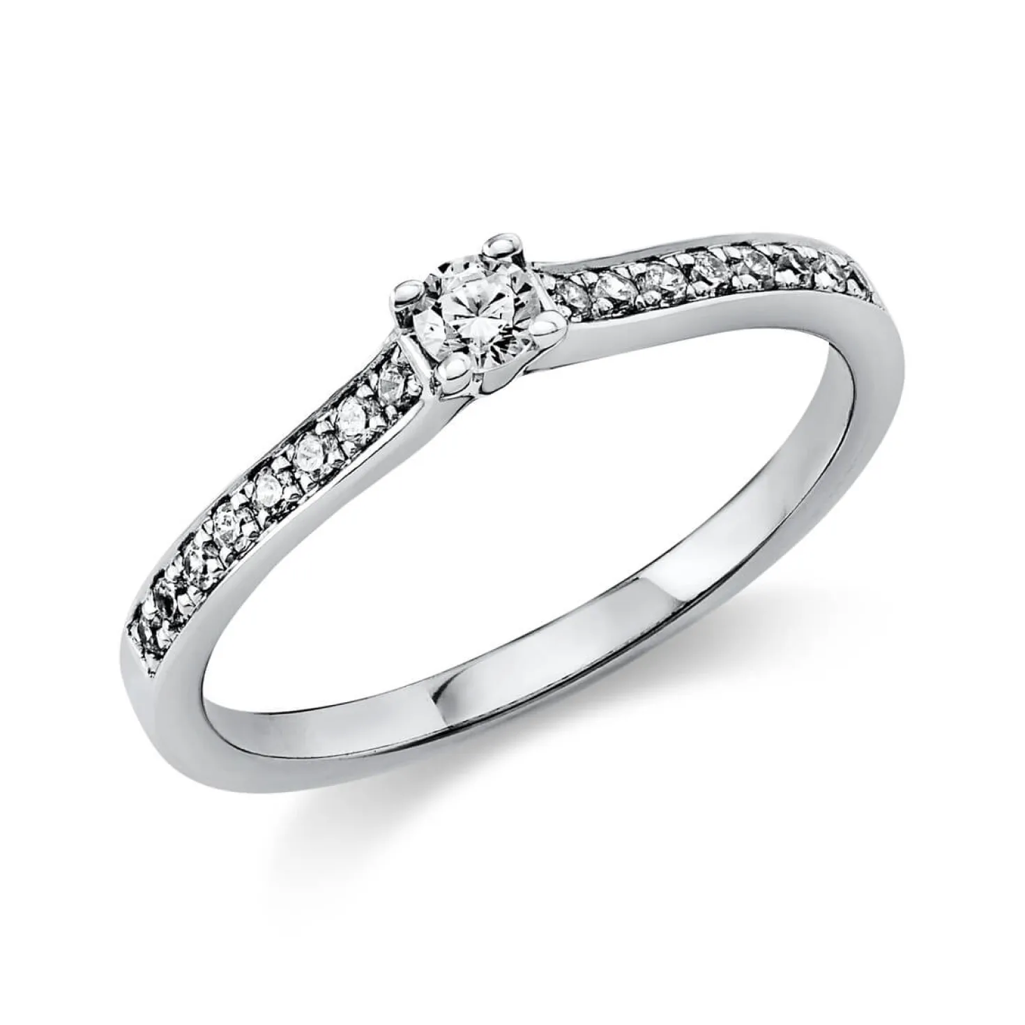 Ring Damenring aus 950 Platin mit 17 Diamanten Brillanten 0,22 Ct. 4er-Krappe