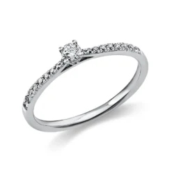 Ring Damenring aus 950 Platin mit 19 Diamanten Brillanten 0,22 Ct. 4er-Krappe