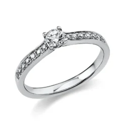 Ring Damenring aus 950 Platin mit 17 Diamanten Brillanten 0,35 Ct. 4er-Krappe