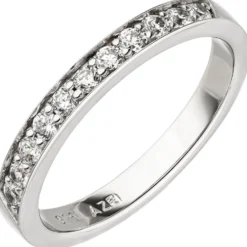 Ring Damenring aus 925 Silber rhodiniert mit 11 Zirkonia Breite 2,8mm Silberring