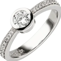 Ring Damenring aus 925 Silber rhodiniert mit 19 Zirkonia Breite 6,8mm Silberring