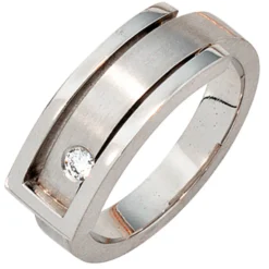 Ring Damenring mit Diamant Brillant 0,10ct 950 Platin mattiert Fingerring