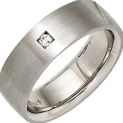 Ring Damenring mit Diamant 0.03Ct Brillant 925 Silber mattiert