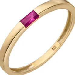 Ring Damenring mit rotem Rubin 375 Gold Gelbgold Goldring Fingerschmuck