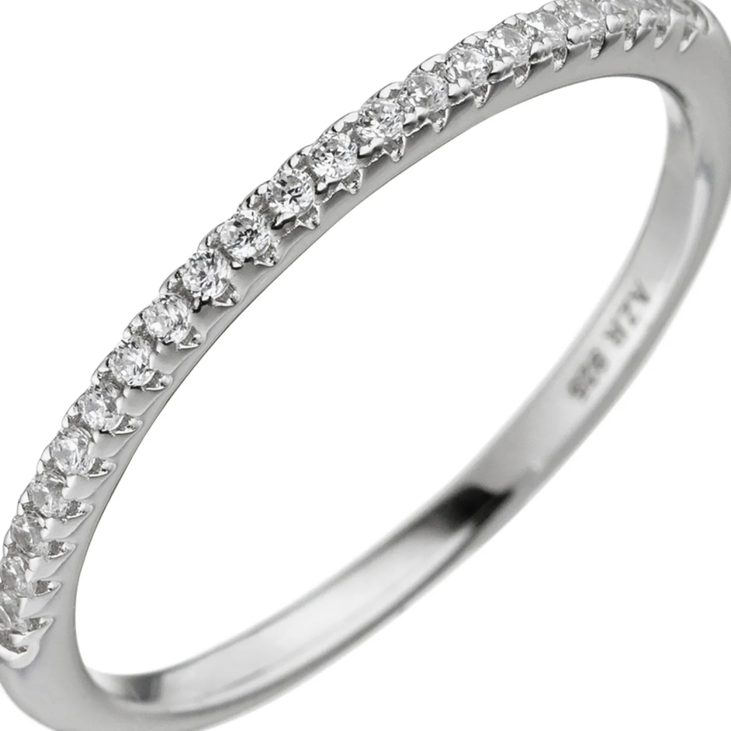 Ring Damenring mit weißen Zirkonia, schmal, 925 Silber Sterlingsilber Damen
