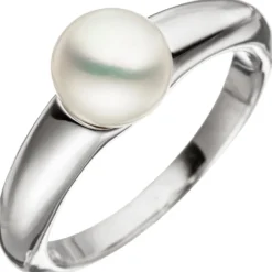 Ring Damenring mit weißer Süßwasser Perle 7-7,5mm Perlenring aus 925 Silber