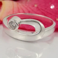 Ring Damenring mit Zirkonia gefasst 925 Silber 9mm Silberring
