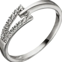 Ring Damenring mit 14 Zirkonia weiß, 333 Gold Weißgold Goldring Fingerring
