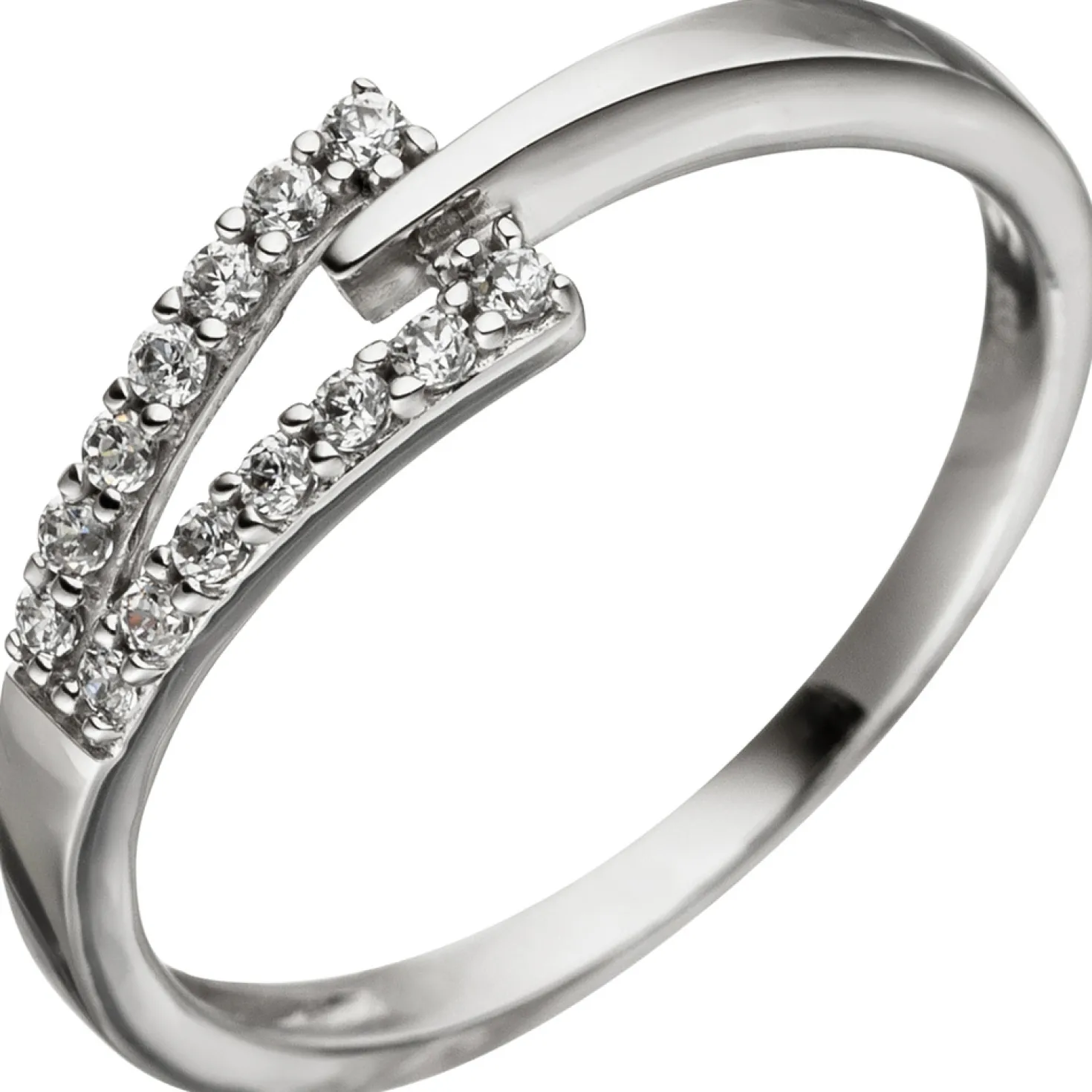 Ring Damenring mit 14 Zirkonia weiß, 333 Gold Weißgold Goldring Fingerring