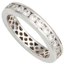 Ring Damenring mit Zirkonia weiß rundum 925 Silber glänzend Silberring