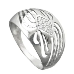 Ring Damenring Rhombus aus weißen Zirkonia 925 Silber