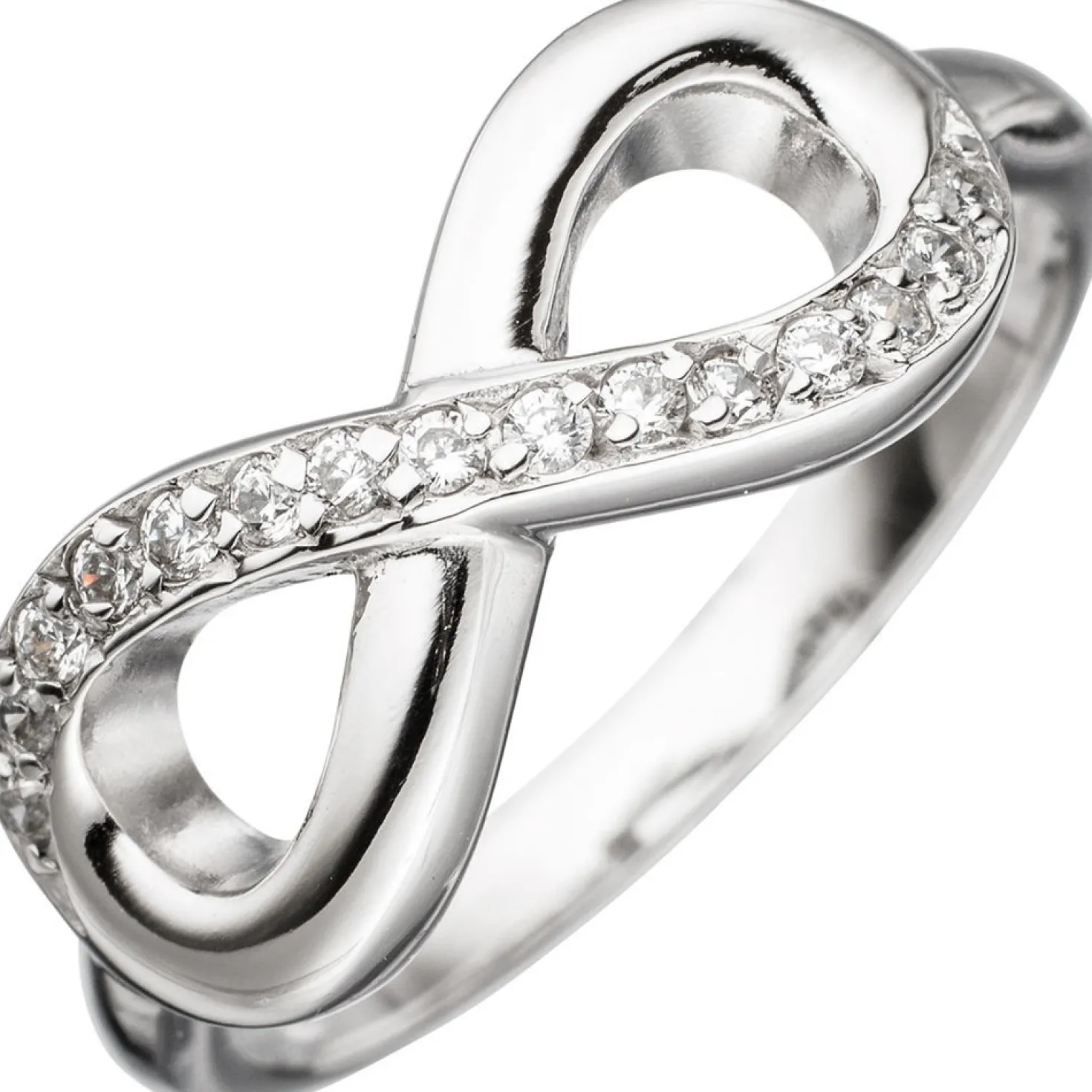 Ring Damenring Unendlichkeit 925 Sterling Silber rhodiniert mit Zirkonia weiß
