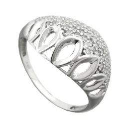 Ring Damenring weiße Zirkonia rundum gewölbt Muster 925 Silber