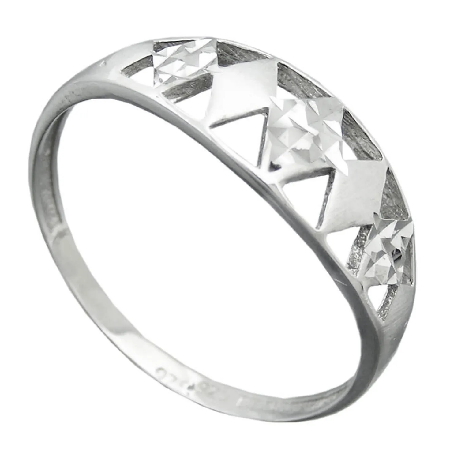 Ring Damenring weiße Zirkonia Rhomben teilmatt 925 Silber