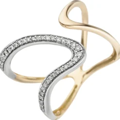 Ring 36 Diamanten 0.16Ct W/P1 Brillanten elegant 2-reihig 585 Gold Gelbgold