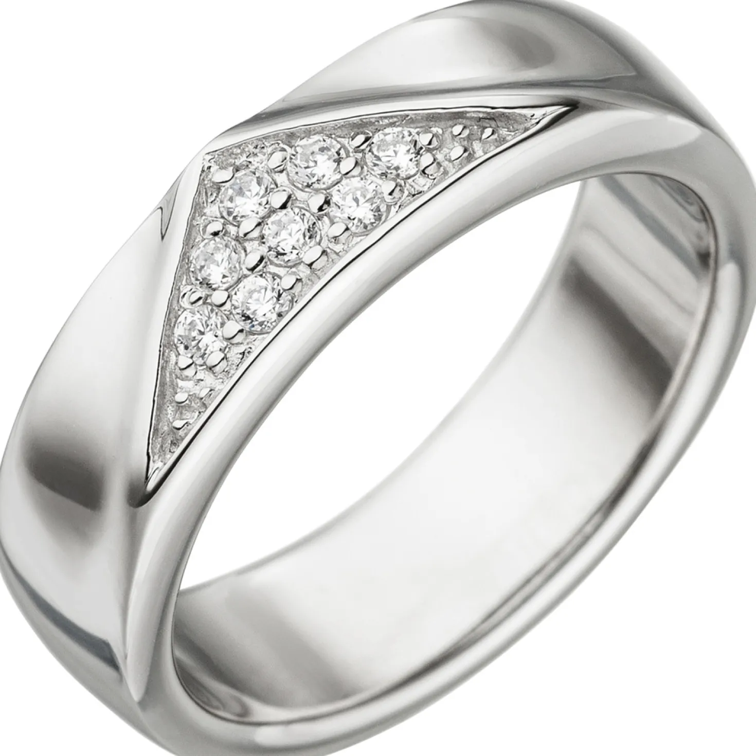 Ring Dreieck Muster mit weißen Zirkonia, 925 Silber Silberring Fingerschmuck