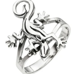 Ring Gecko Echse Eidechse 925 Silber rhodiniert Fingerschmuck Fingerring Damen