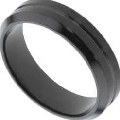 Ring Herrenring Edelstahl schwarz beschichtet teilmattiert schlicht Breite 5,9mm