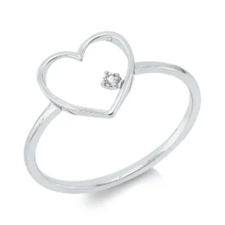 Ring Herz aus 750 Gold Weißgold Brillant 0,02ct TW-SI B:9,8mm 4er-Krappe