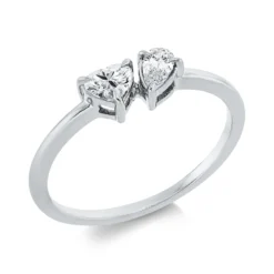 Ring Herz aus 750 Gold Weißgold 2 Diamanten 0,37ct TW-SI B:4,8mm