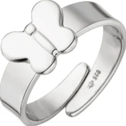 Ring Kinderring Schmetterling offene Ringschiene aus 925 Silber, rhodiniert