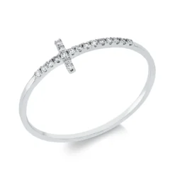 Ring Kreuz aus 750 Gold Weißgold 18 Brillanten 0,08ct F-SI B:5mm