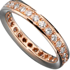 Ring Memoryring mit Diamanten 0.75Ct W/SI Brillanten 585 Gold Rotgold Damen