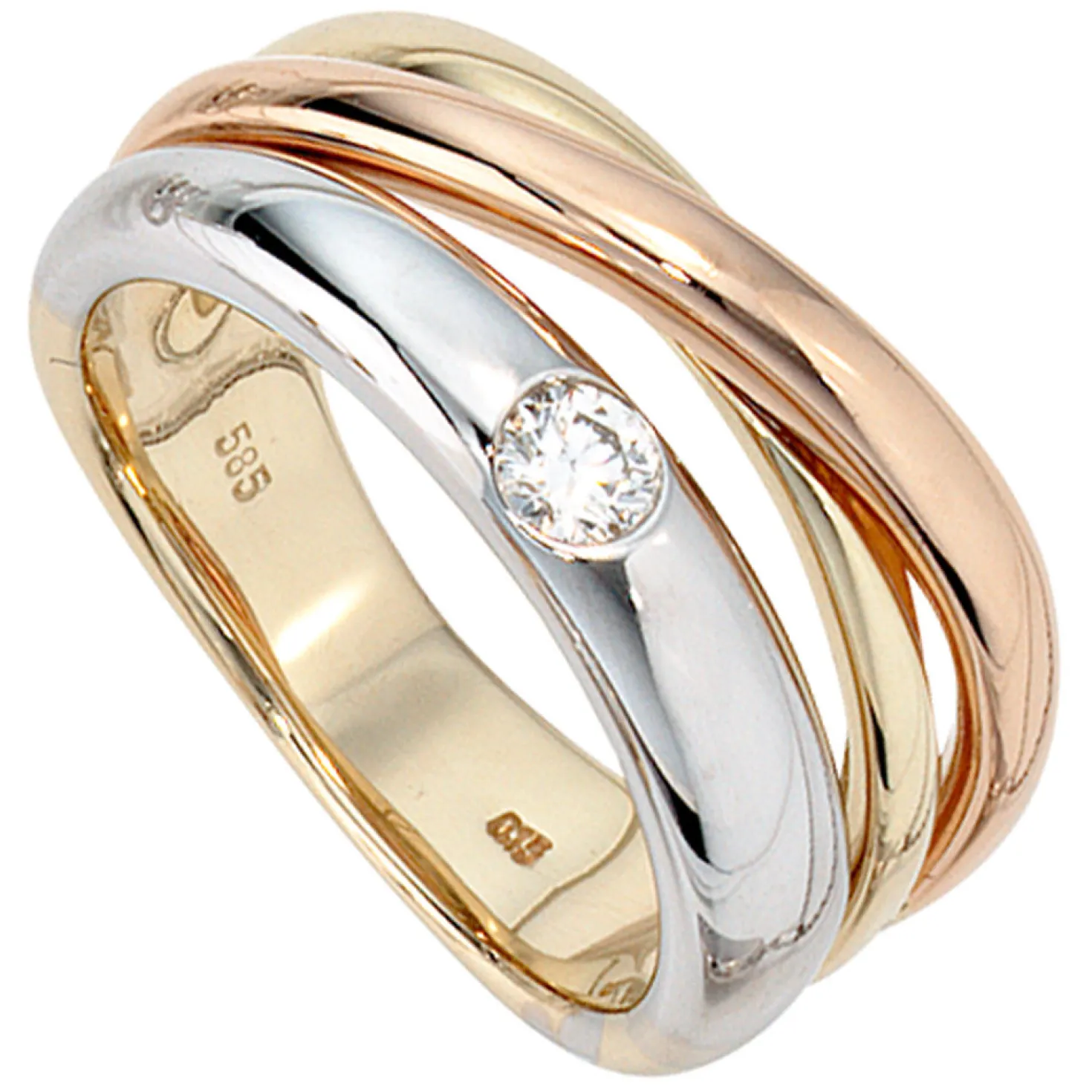 Ring mit Diamant 0.15Ct W/SI Brillant 585 Gelbgold Weißgold Rotgold Damenring