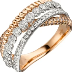 Ring mit 181 Diamanten Brillanten 1,00 Ct 585 Gold Rotgold Fingerring