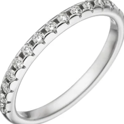-Ring mit 15 Diamanten 0.29Ct Brillanten 2,4mm schmal 585 Gold Weißgold