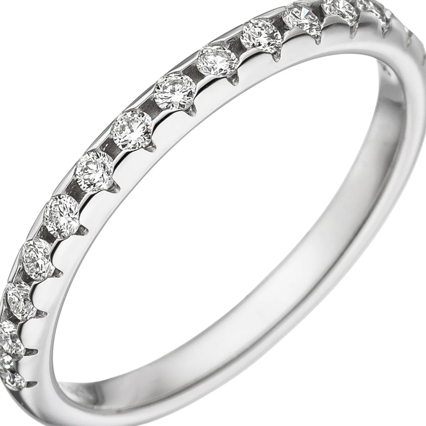 -Ring mit 15 Diamanten 0.29Ct Brillanten 2,4mm schmal 585 Gold Weißgold