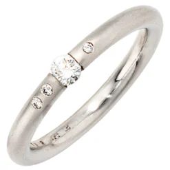 Ring mit 4 Diamanten 0.2Ct schlicht elegant 950 Platin Platinring
