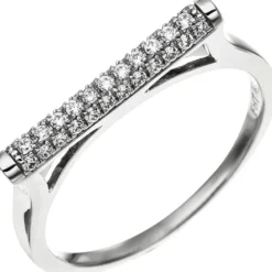 Ring mit Stab Stäbchen weiße Zirkonia 925 Silber rhodiniert Fingerschmuck Damen