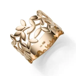 Ring Olivenzweig aus 585 Gold Rotgold Breite 12mm glänzend Fingerring Damen