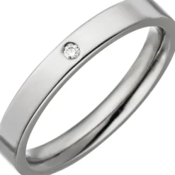 Ring schmaler Partnerring aus Titan mit Diamant 0.02Ct flach schlicht
