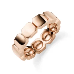 Ring Sechseck Finggerring aus 585 Golg Rotgold Breite 5mm glänzend
